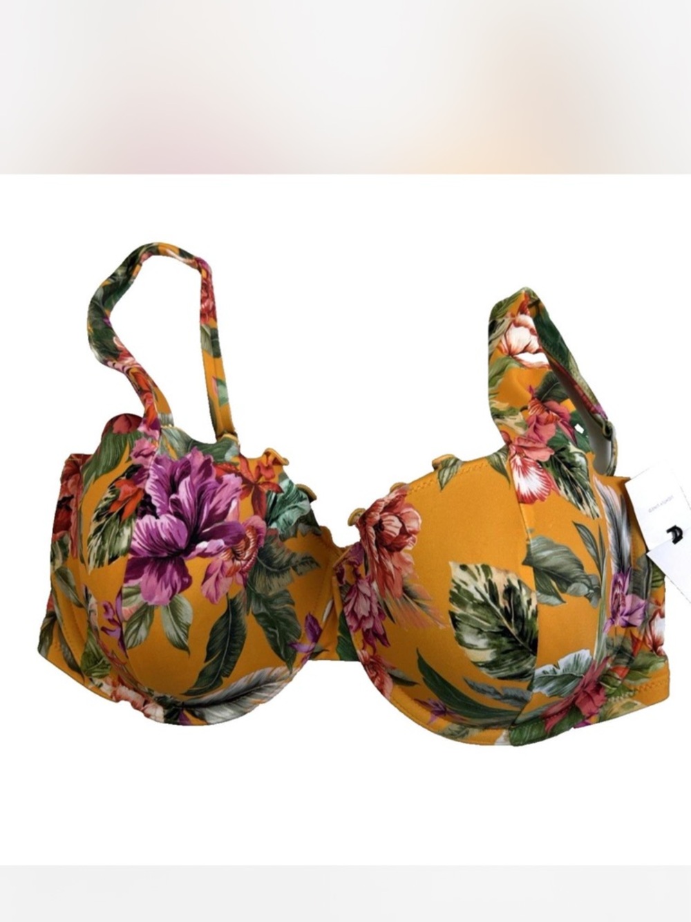 NWT! Shade & Shore Floral Underwire Bikini Top in Mustard Yellow